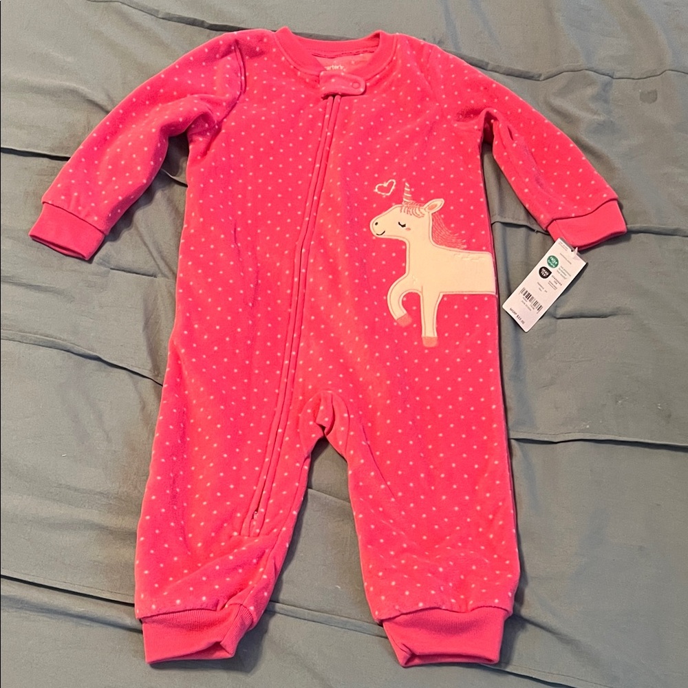 Carter's Pink Polka Dot Unicorn Sleeper, NWT, 18 months